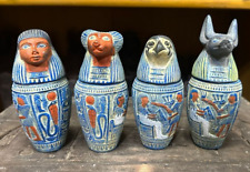RARE ANCIENT EGYPTIAN ANTIQUES Set 4 Canopic Jars Sons Of Horus Egypt Pharaonic picture