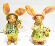 Vintage Easter Springtime Bunny Couple Gardening Fabric Ears 6