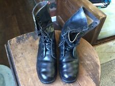 GENUINE 1969  U.S.G.I. MILITARY ALL LEATHER COMBAT / UTILITY BOOTS 9R Black picture