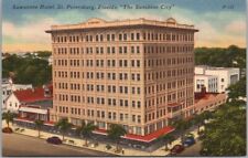 c1940s ST. PETERSBURG, Florida Postcard SUWANNEE HOTEL Street View Tichnor Linen picture