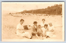 Postcard OR RPPC Rockway Beach View Family Kids Girls Bow Tillamook Co c1916 D5 picture