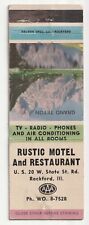 c1950s~Rockford Illinois IL~Rustic Motel & Restaurant~US 20~Vtg Matchbook Cover picture