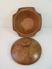 MCM VTG California Pottery USA Cal. Orig. 144 Serving Dish w/Lid Faux Wood Grain picture