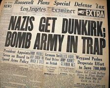 BATTLE OF DUNKIRK Allied Soldiers France Beaches Evacuation 1940 WWII Newspaper picture