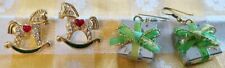 2 Pair Christmas Post and and Wire Pierced Earrings Presents Rocking Horses picture