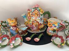 Teapot Set Child's Springtime Tea Set 17pcs Ceramic Vintage 1999 by Mercuries picture