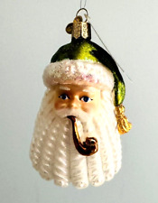 OLD WORLD CHRISTMAS Blown Glass RINGLET SANTA w/ Pipe Tree Ornament IN BOX 40273 picture