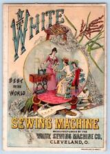 1880's WHITE SEWING MACHINE CLEVELAND OHIO JOHNS & CO LITHO VICTORIAN TRADE CARD picture