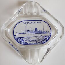 VINTAGE EASTERN STEAMSHIP CORP. CRUISE SHIP SS EVANGELINE GLASS ASHTRAY THICK picture