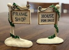 Vintage Dept 56 House For Sale / Frame Shop Signs For Snow Village picture