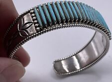 Vintage Shirley Quan Zuni Needle Point Turquoise Sterling Silver Bracelet picture