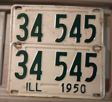 1950 Illinois License Plates Rare Pair picture
