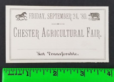 Vintage 1880 Agricultural Fair Chester Pennsylvania Ticket Card picture