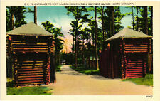 Linen Postcard Entrance to Fort Raleigh Reservation Roanoke Island NC Unposted picture