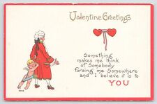 Linen~S Bergman~c1913~Valentine Greetings~Double Hearts~Cupid~Britishman~Vintage picture