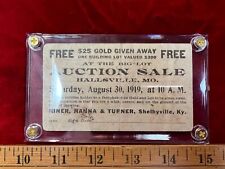 1919 August 30-Auction Advertising - Hallsville - Missouri Gold Giveaway Ticket picture