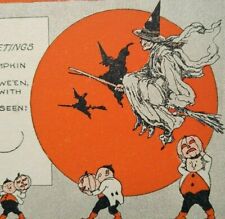 Vintage Halloween Postcard Gothic 3 Witches 4 Goblins FA Owen Antique Original picture