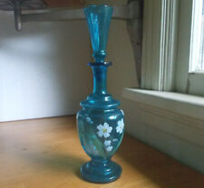 1880s PRETTY SAPPHIRE BLUE PONTILED TOILET WATER BOTTLE WITH ORIGINAL STOPPER picture