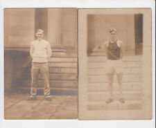2 Vintage Photos Teen Boy Basketball / Track Uniform 1926 Suffield School CT picture