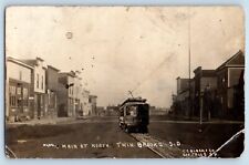 Brooks SD Postcard RPPC Photo Main St. North Twin Photoshopped Street Trolley picture
