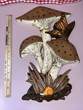 Vintage Hoda 1980 Mushroom 6590 Butterfly Wall Hanging Plaque Retro Decor VGU picture