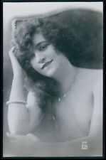 aa French nude woman risque smiling girl original old c1910-1920s photo postcard picture