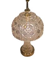 Vintage Lead Crystal Table Lamp Bedside Boudoir Gold Hollywood Regency 12