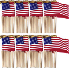 100 Packs Small American Flags on Sticks 4 X 6 Inches Small Handheld US Flags on picture