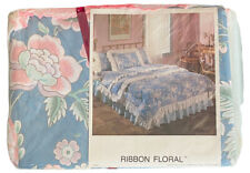 Vintage Twin Flat Sheet Wamsutta Mills Passport 200 Ribbon Floral Blue Pink NEW picture