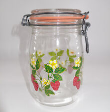 Vintage Arc Strawberry Canister Jar One Liter France picture