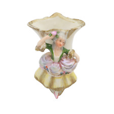 Antique Bisque German Figurine Miniature Vase Beautiful Lady Brushing Hair 3.5
