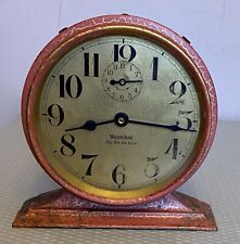 1927 Antique Westclox Big Ben De Luxe Alarm Clock Pink Rose Gold Crackle WORKS picture