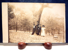Antique 1904-1918 RPPC Two Couples posing by a Tree, Fashion, Group Photo picture
