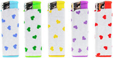 5 X MATTEO SILVER GLITTER HEART DESIGN  Electronic Gas Refillable FANCY LIGHTER picture