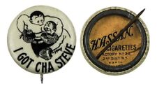 Antique Pinback – I  GOT CHA STEVE - Signed - Hassan Cigarettes - Tobacciana picture
