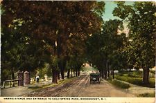 Harris Ave & Entrance to Cold Spring Park in WOONSOCKET Rhode Island Postcard picture
