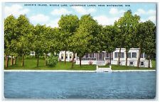 c1940s Deakin's Island Middle Lake Lauderdale Lakes Whitewater WI Trees Postcard picture