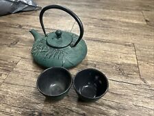 Japanese Traditional Style Takoizu Turquoise Cast Iron Tetsubin Teapot picture