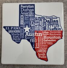 Texas State Cities Tile Trivet Cork Back 6