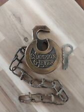 Antique/Vintage Pancake Pushkey Champion 6-Lever Pad Lock with Key Works Well picture