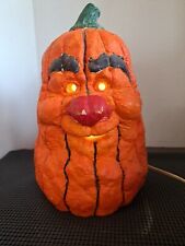 Vintage Heavy Plaster Jack-o'-lantern Pumpkin Halloween Lighted Decor 11
