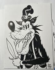 Big Bad Wolf Classic Cartoon Pop Surrealism Original Art drawing By Frank Forte picture
