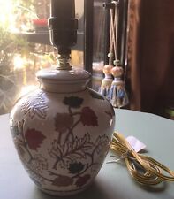 VTG Asian Embossed Ceramic Ginger Jar Table Lamp Beige Red Green Brown picture