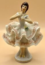 German Volkstedt Dresden Lace Porcelain Ballerina Dancing Lady Girl figurine picture