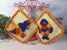 Crochet Pair Of Pot Holder/ Hot Pads~FISH & CHICK~VERY UNIQUE ~FREE SHIPPING  picture