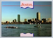 Crew Practice & Sailboats Charles River Boston Massachusetts Unposted Postcard picture