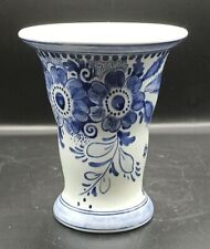 Vintage Royal Delft Blue And White Porcelain Vase Hand Made In Holland Marked picture