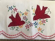 Vintage pair embroidered pillowcases flower Floral Birds picture