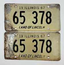 1967 Illinois Vehicle License Plate Matching Set 65 378 picture