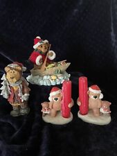 vintage lot of 4 piece christmas bears decor picture